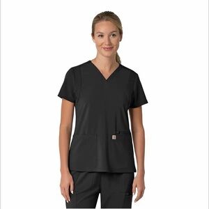 CARHARTT‎ WOMEN'S FORCE CROSS-FLEX FLEX PANEL V-NECK SCRUB TOP black 2XL